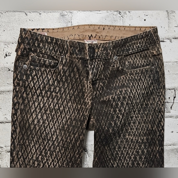 True Religion Halle Snakeskin Skinny Jeans Brown Black Stretch Size 26 - Picture 6 of 13